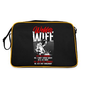Welder Welding Wife Vintage Welder - Retro Tasche - Schwarz/Gold - Hinten