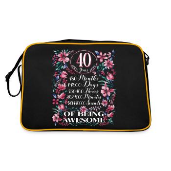 40 ans, mois Floral Femmes 40e anniversaire - Sac Retro - noir/or - Dos