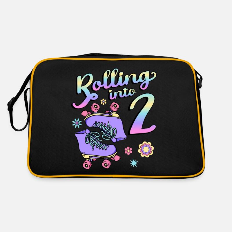 Rouler dans 2 Roller Skaters Floral 2ème année Sac Retro