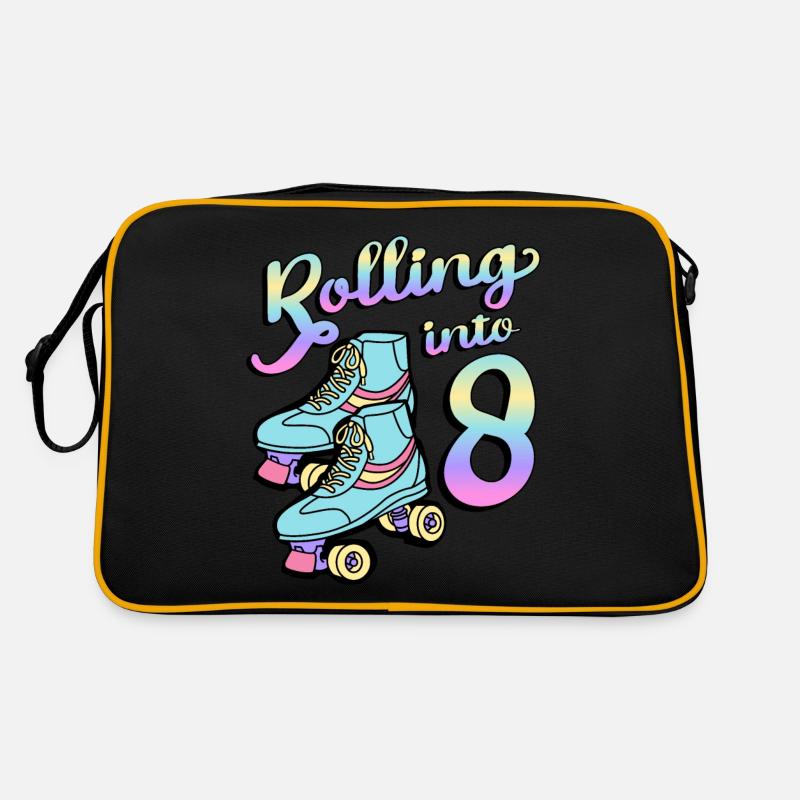 Rolling Into 8 Roller Skaters Skates 8. Jahrestag Retro Tasche