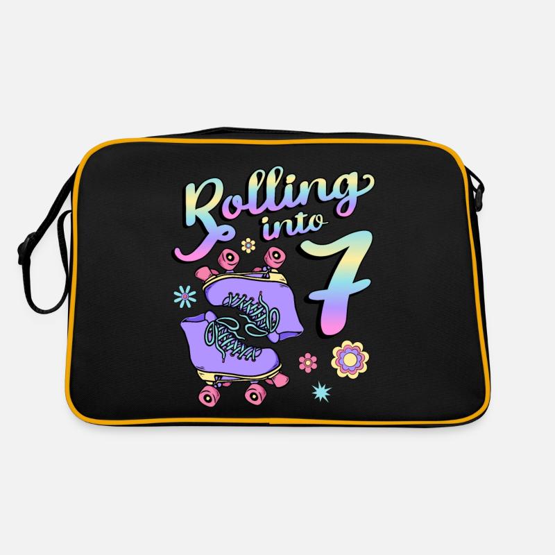 Rolling Into 7 Roller Skaters Floral 7th Year Retro Tasche