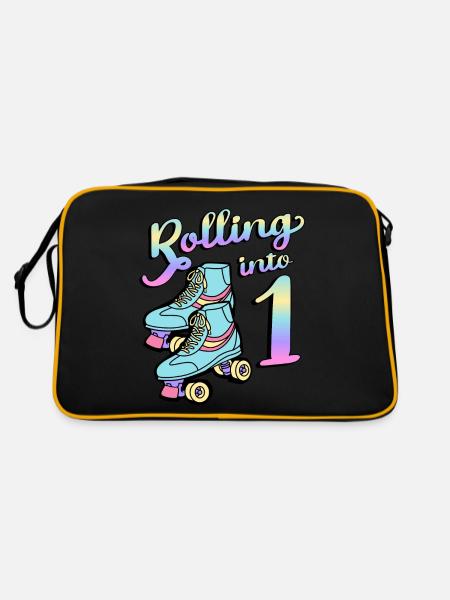 Rolling Into 1 Roller Skaters Skates 1st Year - Retro Bag - black/gold - Back