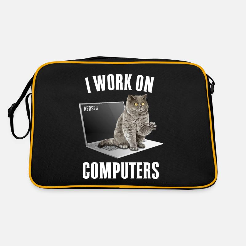 Working with Computers and Cats English Retro Bag