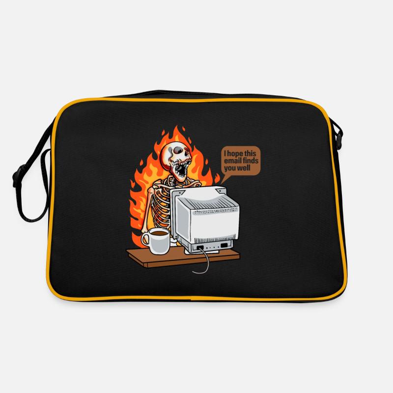 Gesättigter Kaffee bei der Arbeit Neue E-Mail Retro Tasche