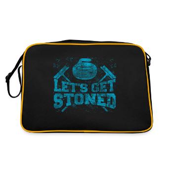 Coole Curling Plakette Lets get stoned für Curler - Retro Tasche - Schwarz/Gold - Hinten