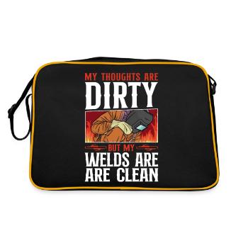 Welder Welding Vintage My Thoughts - Retro Tasche - Schwarz/Gold - Hinten