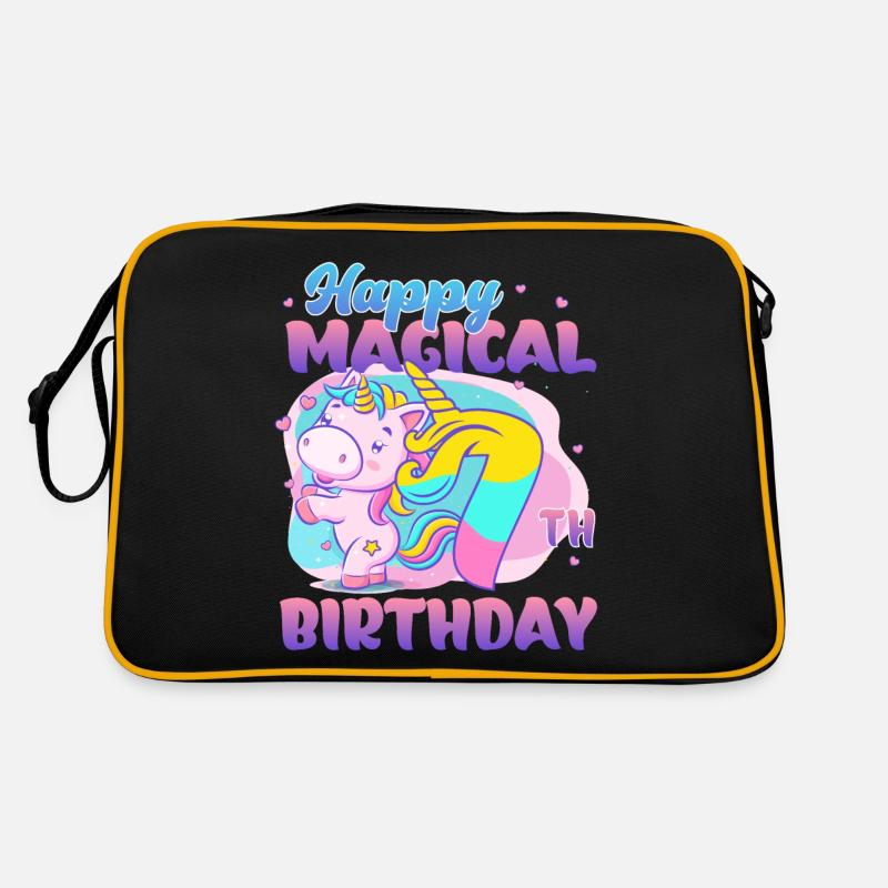 Joyeux 7ème anniversaire Licorne Sac Retro