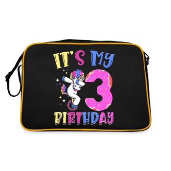 Es Ist Mein 3 Geburtstag Dabbing Unicorn Pony 3. - Retro Tasche - Schwarz/Gold - Hinten