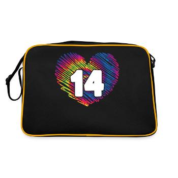 14e anniversaire Heart Tie Dye | Tie Dye sur le thème - Sac Retro - noir/or - Dos