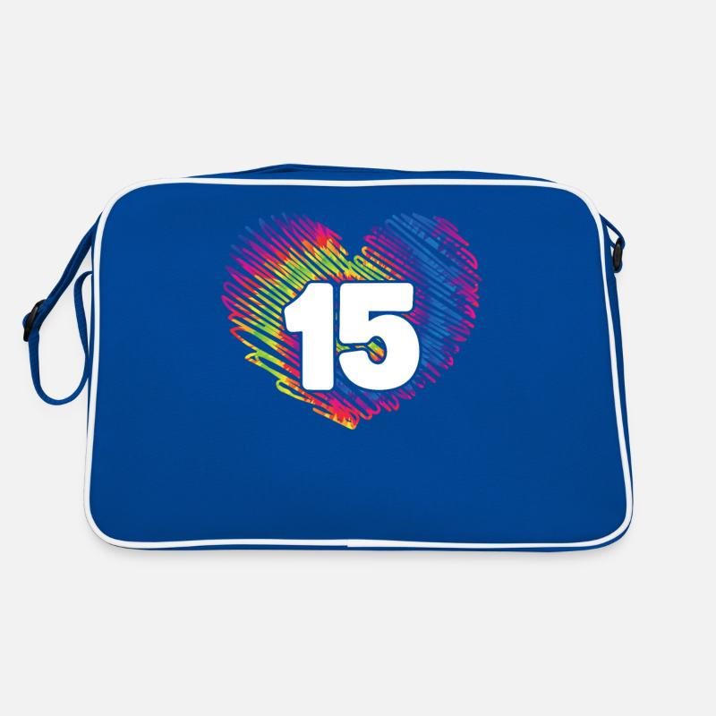15. Geburtstag Herz Tie Dye | Tie Dye Themed Retro Tasche