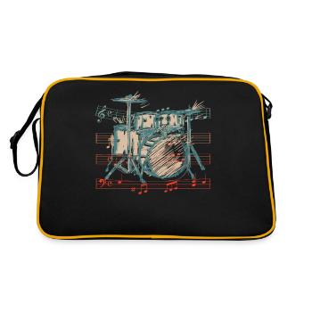 Batterie Batteur Musicien Batteur - Sac Retro - noir/or - Dos
