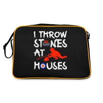 Je jette des pierres sur les maisons Drôle de curling - Sac Retro - noir/or - Dos
