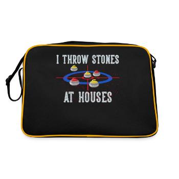 Je jette des pierres sur les maisons Drôle de curling - Sac Retro - noir/or - Dos