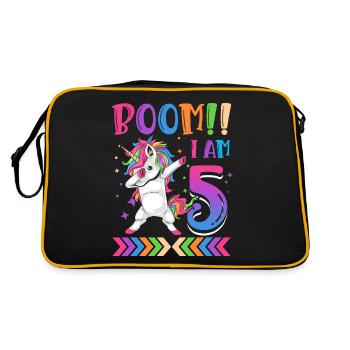 Boom!! J’ai 5 ans, licorne drôle colorée 5. - Sac Retro - noir/or - Dos