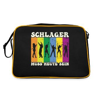 Volksmusik Party Dorffest Ouftit Deutsche Schlager - Retro Tasche - Schwarz/Gold - Hinten