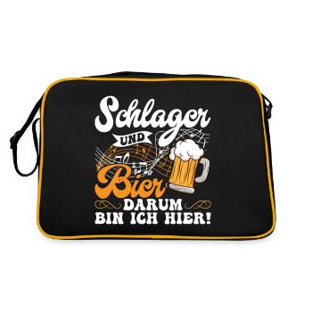 Volksmusik Party Dorffest Ouftit Deutsche Schlager - Retro Tasche - Schwarz/Gold - Hinten