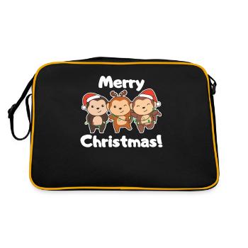 Monkey Christmas Animals Monkeys Merry Christmas - Retro Bag - black/gold - Back