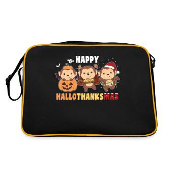 Happy Hallothanksma's Monkey Christmas Monkeys - Retro Bag - black/gold - Back