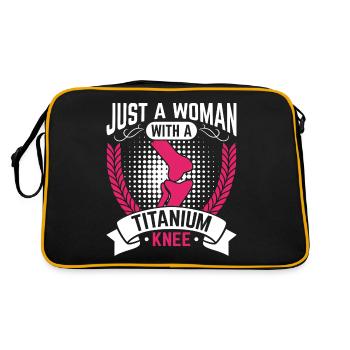 Künstliches Titan Knie, Arhtrose Physiotherapeut - Retro Tasche - Schwarz/Gold - Hinten