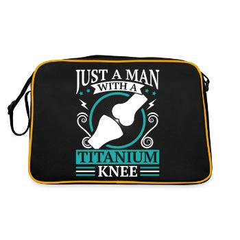 Künstliches Titan Knie, Arhtrose Physiotherapeut - Retro Tasche - Schwarz/Gold - Hinten