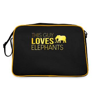 Dieser Typ liebt Elefanten - Retro Tasche - Schwarz/Gold - Hinten