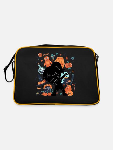 Funny Girl Child Silhouette Spooky - Retro Bag - black/gold - Back