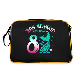 Diese Meerjungfrau Ist Jetzt 8, Märchenhaftes 8. - Retro Tasche - Schwarz/Gold - Hinten