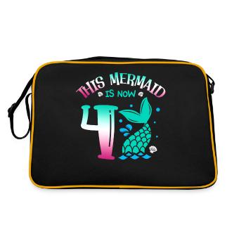 Diese Meerjungfrau Ist Jetzt 4, Märchenhaftes 4. - Retro Tasche - Schwarz/Gold - Hinten