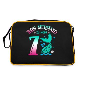 Diese Meerjungfrau Ist Jetzt 7, Märchenhafter 7. - Retro Tasche - Schwarz/Gold - Hinten