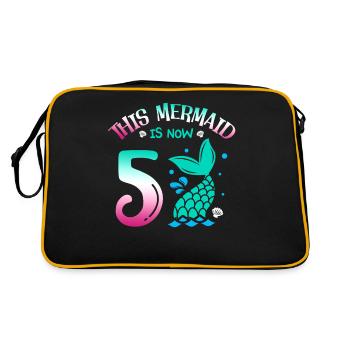Diese Meerjungfrau Ist Jetzt 5, Märchenhaftes 5. - Retro Tasche - Schwarz/Gold - Hinten