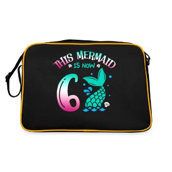 Diese Meerjungfrau Ist Jetzt 6, Märchenhaftes 6. - Retro Tasche - Schwarz/Gold - Hinten