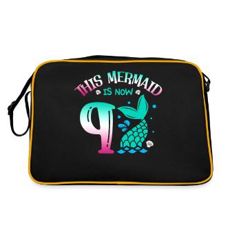 Diese Meerjungfrau Ist Jetzt 9, Märchenhaftes 9. - Retro Tasche - Schwarz/Gold - Hinten