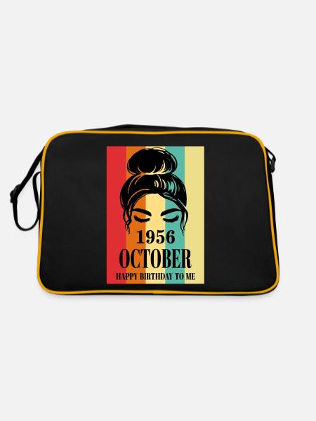 October 1956 Happy Birthday To Me - Retro Tasche - Schwarz/Gold - Hinten