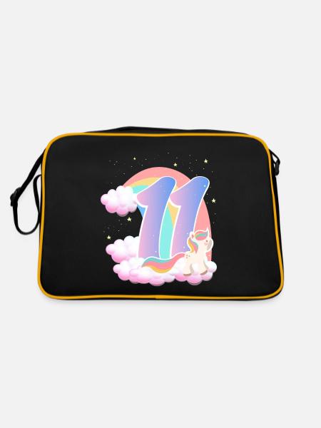 11 Unicorn Rainbow Clouds Little Pony 11. - Retro Bag - black/gold - Back