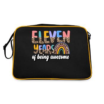 Eleven Years Of Being Awesome Animal Skin Pattern - Retro Tasche - Schwarz/Gold - Hinten