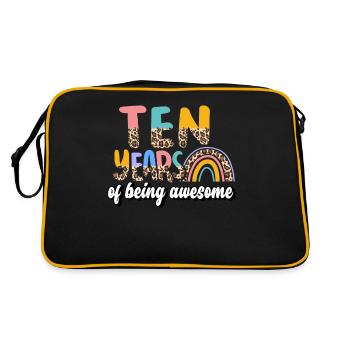 Ten Years Awesome Animal Skin Pattern Birthday - Retro Bag - black/gold - Back