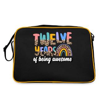 Twelve Years Of Being Awesome Animal Skin Pattern - Retro Bag - black/gold - Back