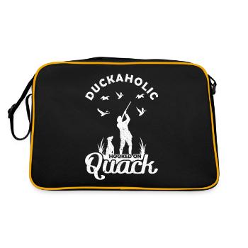 Jagdhund Duckaholic hooked on Quack Entenjagd - Retro Tasche - Schwarz/Gold - Hinten