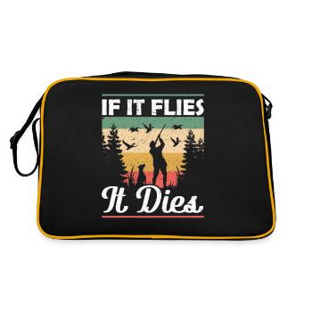 Jagdhund If it Flies it Dies Entenjagd - Retro Tasche - Schwarz/Gold - Hinten