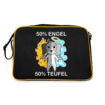 Hund Beagle - Engel und Teufel - Retro Tasche - Schwarz/Gold - Hinten