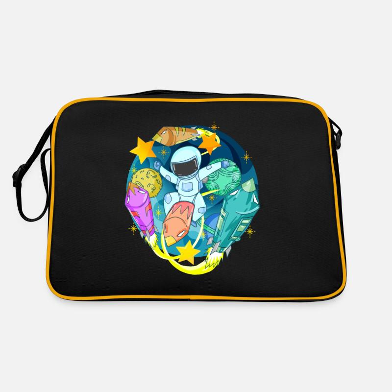 Astronaute dans l’espace avec des fusées Sac Retro