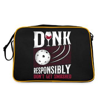 Pickleball Pun Wine Dink - Retro Bag - black/gold - Back