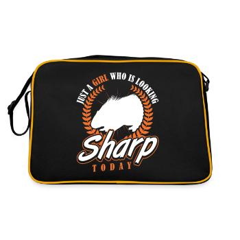 Just a Girl who Looking Sharp Today Stachelschwein - Retro Tasche - Schwarz/Gold - Hinten