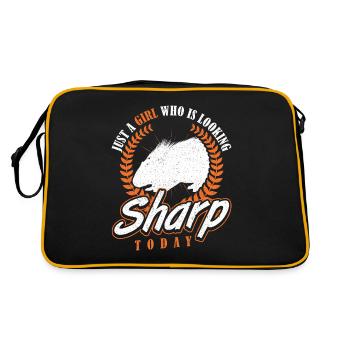 Just a Girl who Looking Sharp Today Stachelschwein - Retro Tasche - Schwarz/Gold - Hinten