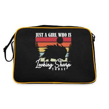 Just a Girl who Looking Sharp Today Stachelschwein - Retro Tasche - Schwarz/Gold - Hinten