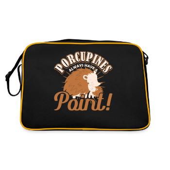 Porcupines always have a Point Stachelschwein - Retro Tasche - Schwarz/Gold - Hinten