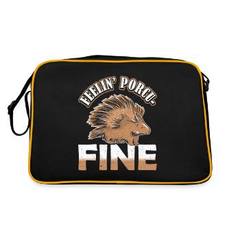 Nagetier Feelin’ Porcu-Fine Stachelschwein - Retro Tasche - Schwarz/Gold - Hinten