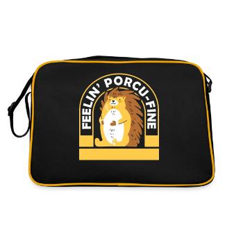 Nagetier Feelin’ Porcu-Fine Stachelschwein - Retro Tasche - Schwarz/Gold - Hinten