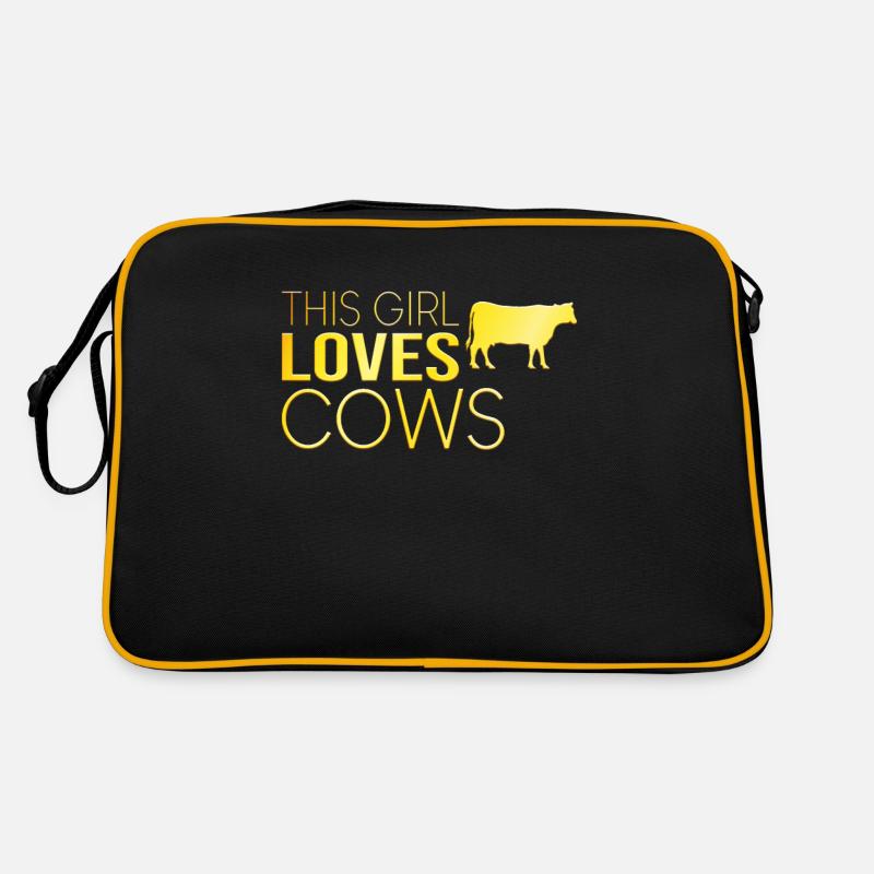 Mädchen Kuh Spruch Retro Tasche
