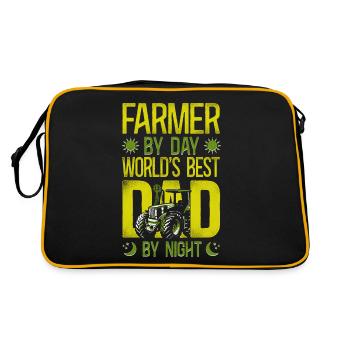 Farming Farmer Dad Father Tractor - Retro Bag - black/gold - Back